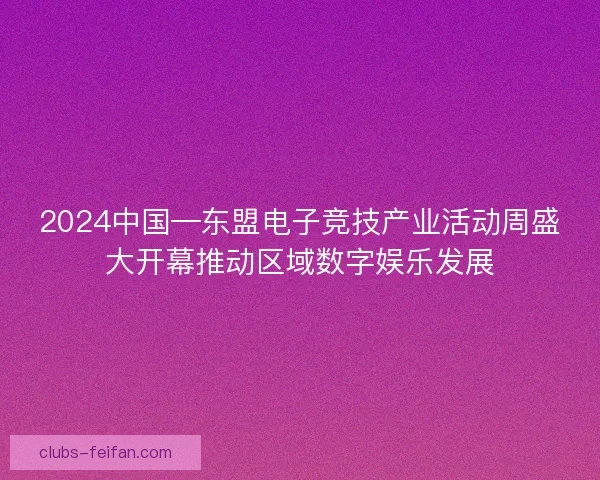 2024中国—东盟电子竞技产业活动周盛大开幕推动区域数字娱乐发展