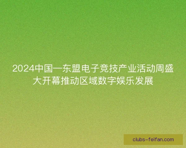 2024中国—东盟电子竞技产业活动周盛大开幕推动区域数字娱乐发展