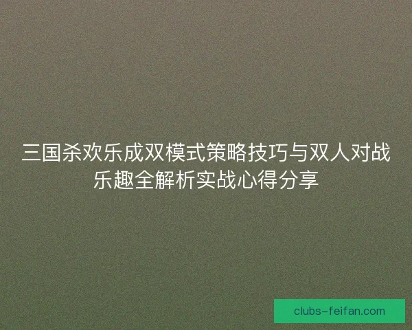 三国杀欢乐成双模式策略技巧与双人对战乐趣全解析实战心得分享