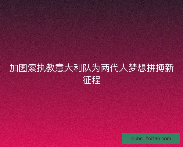 加图索执教意大利队为两代人梦想拼搏新征程 加图索执教意大利队为两代人梦想拼搏新征程