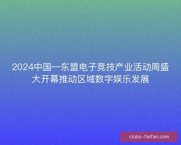 2024中国—东盟电子竞技产业活动周盛大开幕推动区域数字娱乐发展