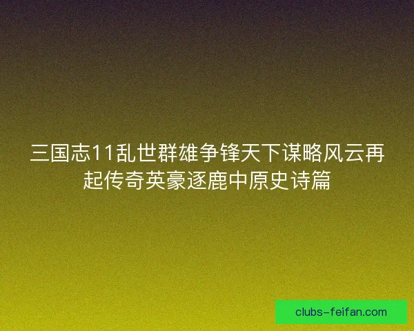 三国志11乱世群雄争锋天下谋略风云再起传奇英豪逐鹿中原史诗篇